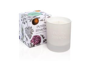 Sweet Spearmint candle in luxury white frosted glass and floral packaging.