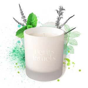 Spearmint candle in white frosted glass.